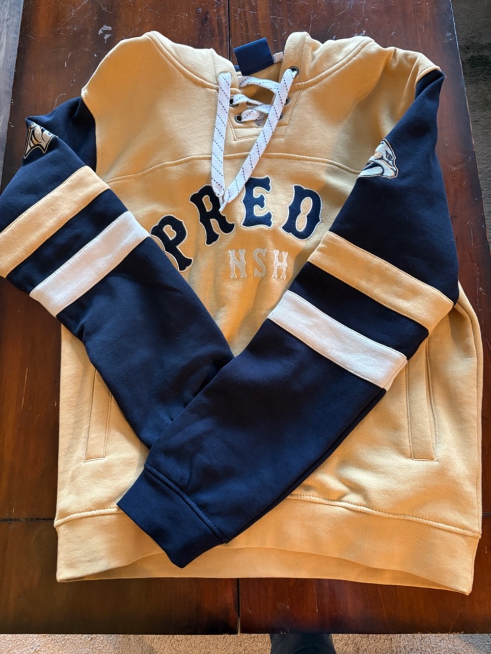 Nashville Predators Lace-Up Hoodie - Yellow & Navy